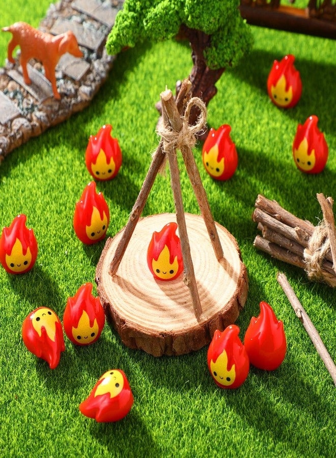 Threehoney 50 Pcs Miniature Fire Flame Figurines Mini Resin Smiling Flame Statue Model for Christmas Village Town Accessories DIY Mini Scene Christmas Garden Home Micro Landscape Decor - Image 2
